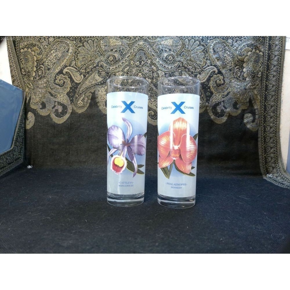 Frosted Cocktail Glasses‎ Celebrity Cruises Vintage Orchid Set Of 2 Glassware - Picture 2 of 11